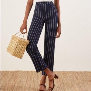 Reformation Verano linen pant in blue stripe